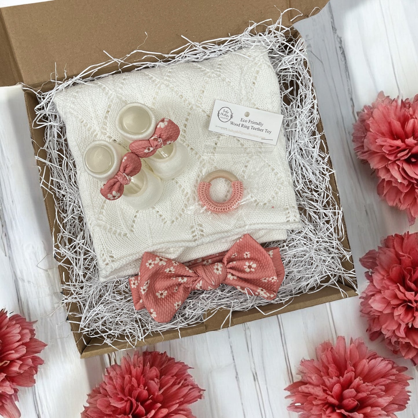 Boxed baby gift- coral and cream