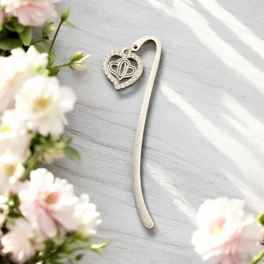 Bookmark-hook silver- hearts