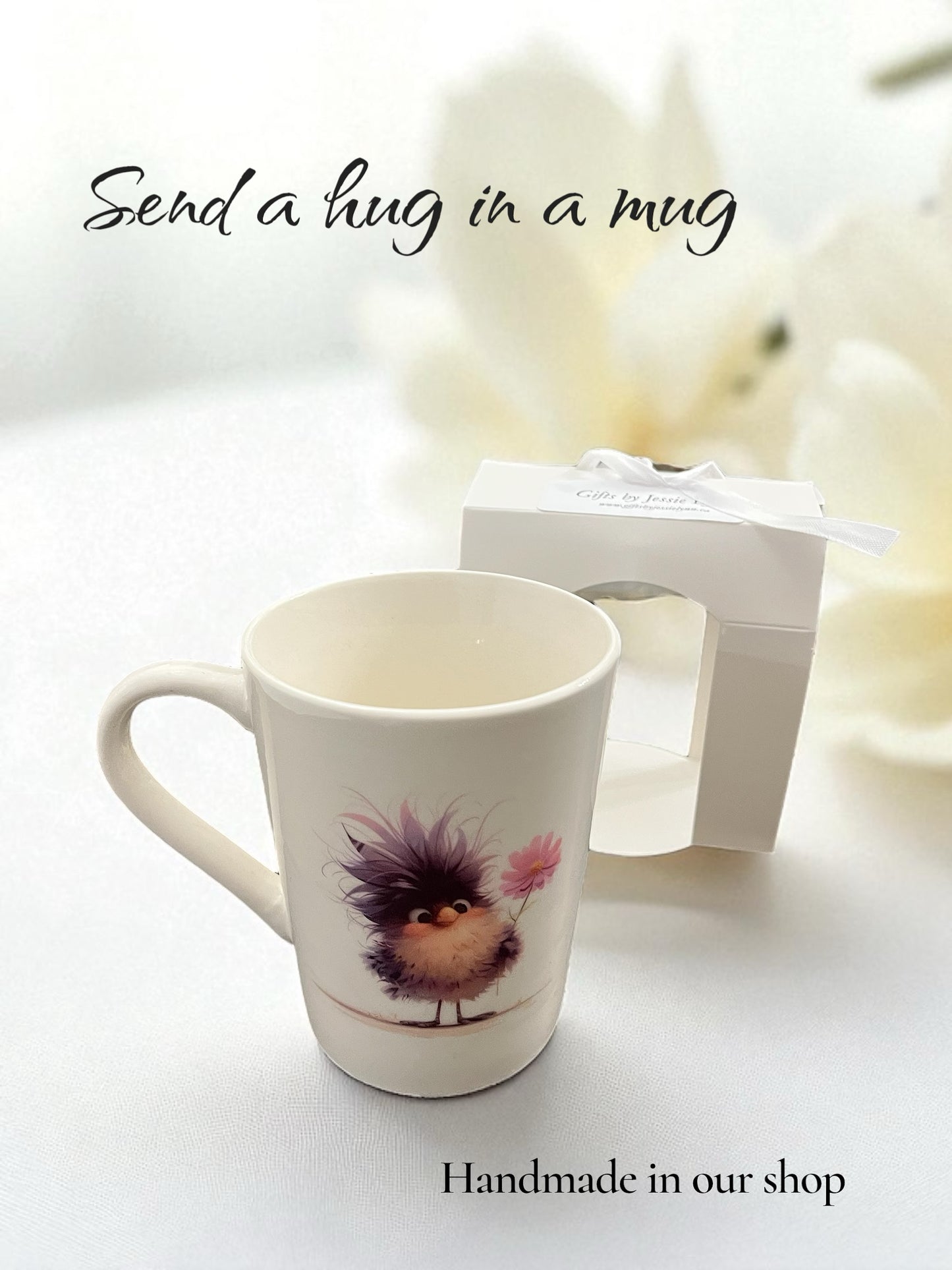 Mug- handmade - purple bird