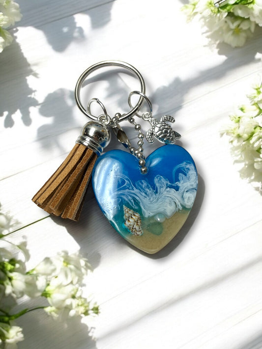 Key chain/planner hook/zipper pull- Day at the beach- TURTLE