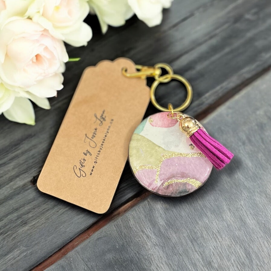 Keychain/planner hook/zipper pull- purple golden glitter