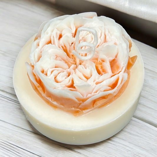 Flower candle - small peaches and cream peony