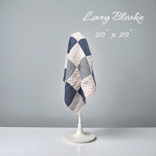 Baby Lovey - Mini Blankie - Navy & Cream - Security Blankie