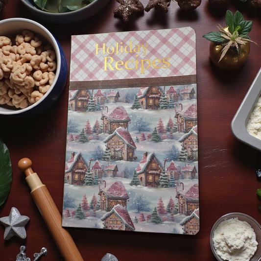 Recipes: Family Favorites, Fillable Book to Write Your Own Recipes - Pink Gingerbread House handmade in windsor Ontario 