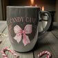 Christmas Mug - Candy Cane (pink on grey mug)