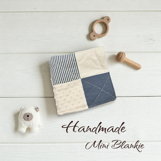 Baby Lovey - Mini Blankie - Navy & Cream - Security Blankie