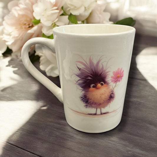 Mug- handmade - purple bird