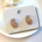 Handmade Stud Earrings- Lavender & Gold (oval)