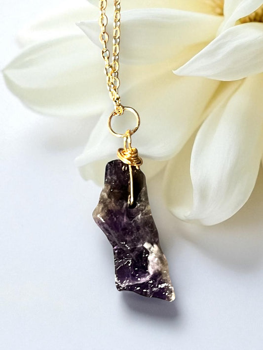 Amethyst Healing Gemstone Necklace with Pouch (Ship)