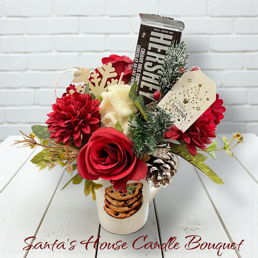 Santa’s House candle bouquet - snowy pine