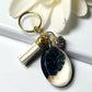 Keychain /planner hook/zipper pull- Navy & Gold Heart (ship)