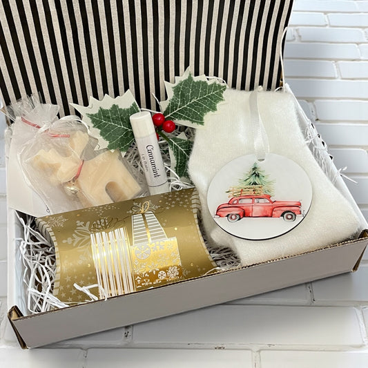 Christ gift basket - holiday joy - red truck