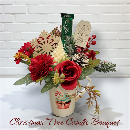 Christmas Tree candle bouquet - snowy pine
