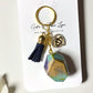 Gemstone keychain unique keychain made by hand in windsor Ontario handcrafted in Canada handmade in our studio keychain with tassel and charm stone keychain