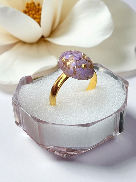 Handmade Ring - Lavender & Gold (oval)