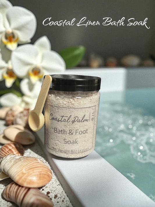Bath Salt & Foot Soak - Coastal Palm 8oz - Coastal Linen