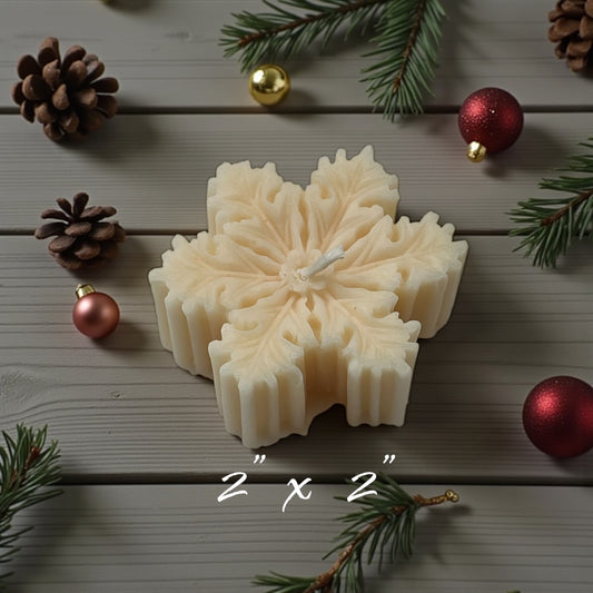 Snowflake Decorative Candle - Boxed-Vanilla Nog- 1pc -Cream
