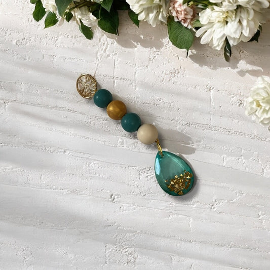 Gratitude Beads - teal  gold tree of life