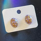Handmade Stud Earrings- Lavender & Gold (oval)