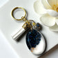 Keychain /planner hook/zipper pull- Navy & Gold Heart (ship)