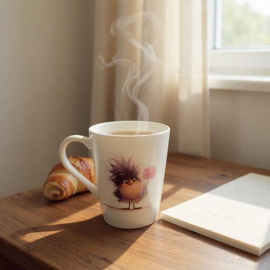 Mug- handmade - purple bird