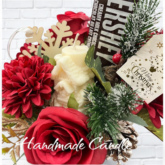 Santa’s House candle bouquet - snowy pine