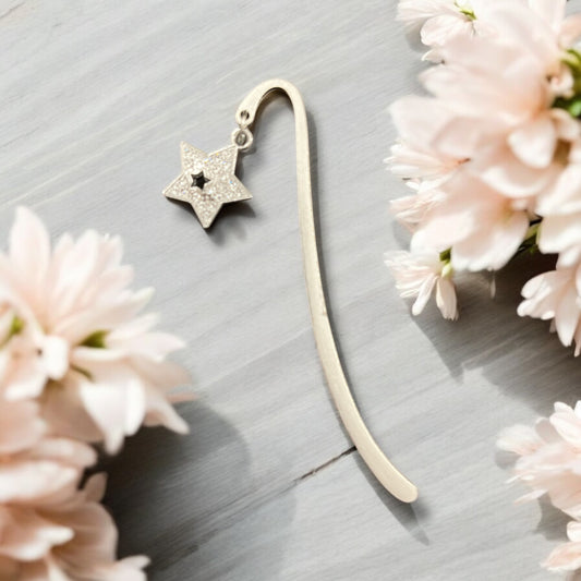 Bookmark-hook silver- rhinestone star 2