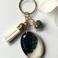 Keychain /planner hook/zipper pull- Navy & Gold Heart (ship)