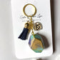Gemstone keychain unique keychain made by hand in windsor Ontario handcrafted in Canada handmade in our studio keychain with tassel and charm stone keychain