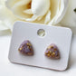 Handmade Stud Earrings- Lavender & Gold (triangular jewel cut 12mm)