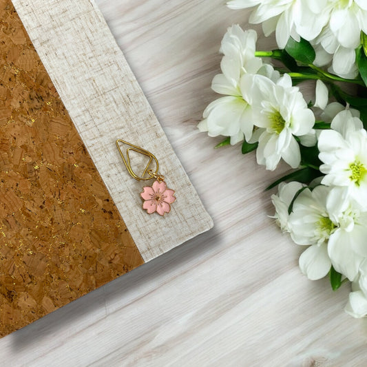 Paper clip bookmark-  pink flower