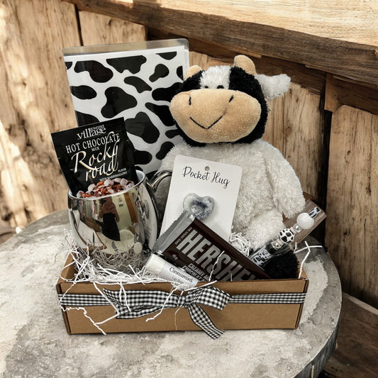 Boxed gift set- care package- thinking of you - Cow theme