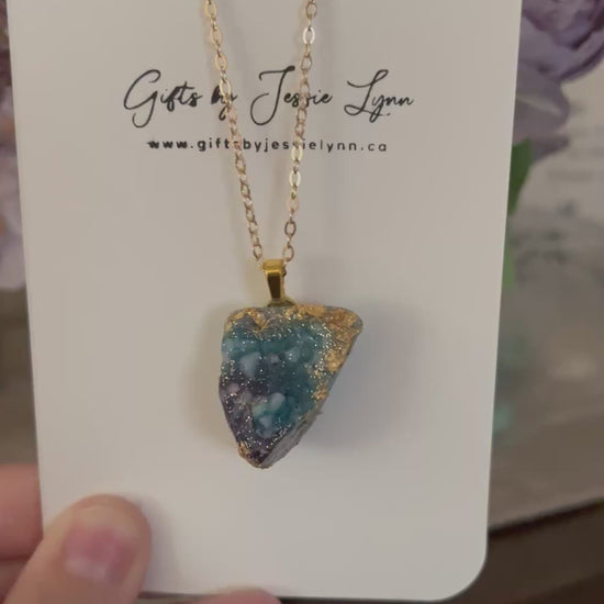 Druzy necklace pendant with chain made in Canada unique necklace gift