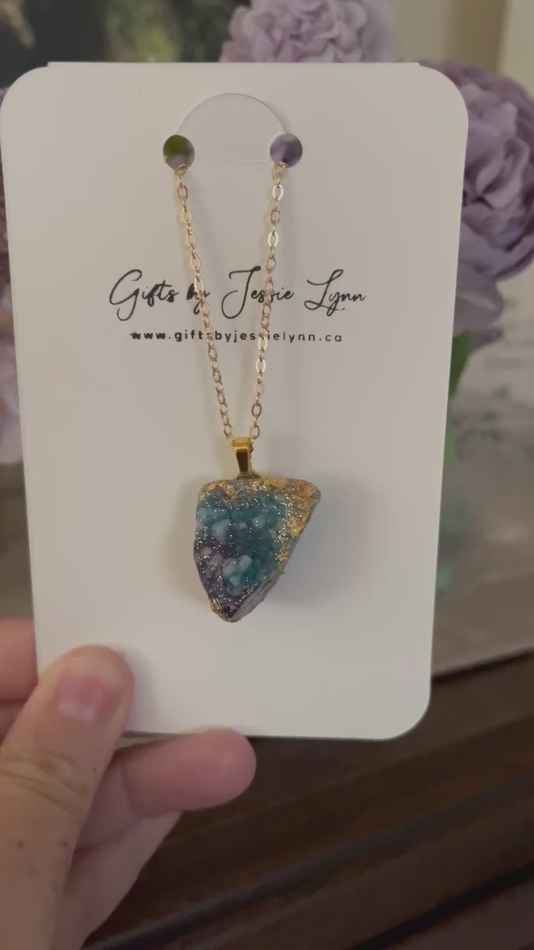 Druzy necklace pendant with chain made in Canada unique necklace gift