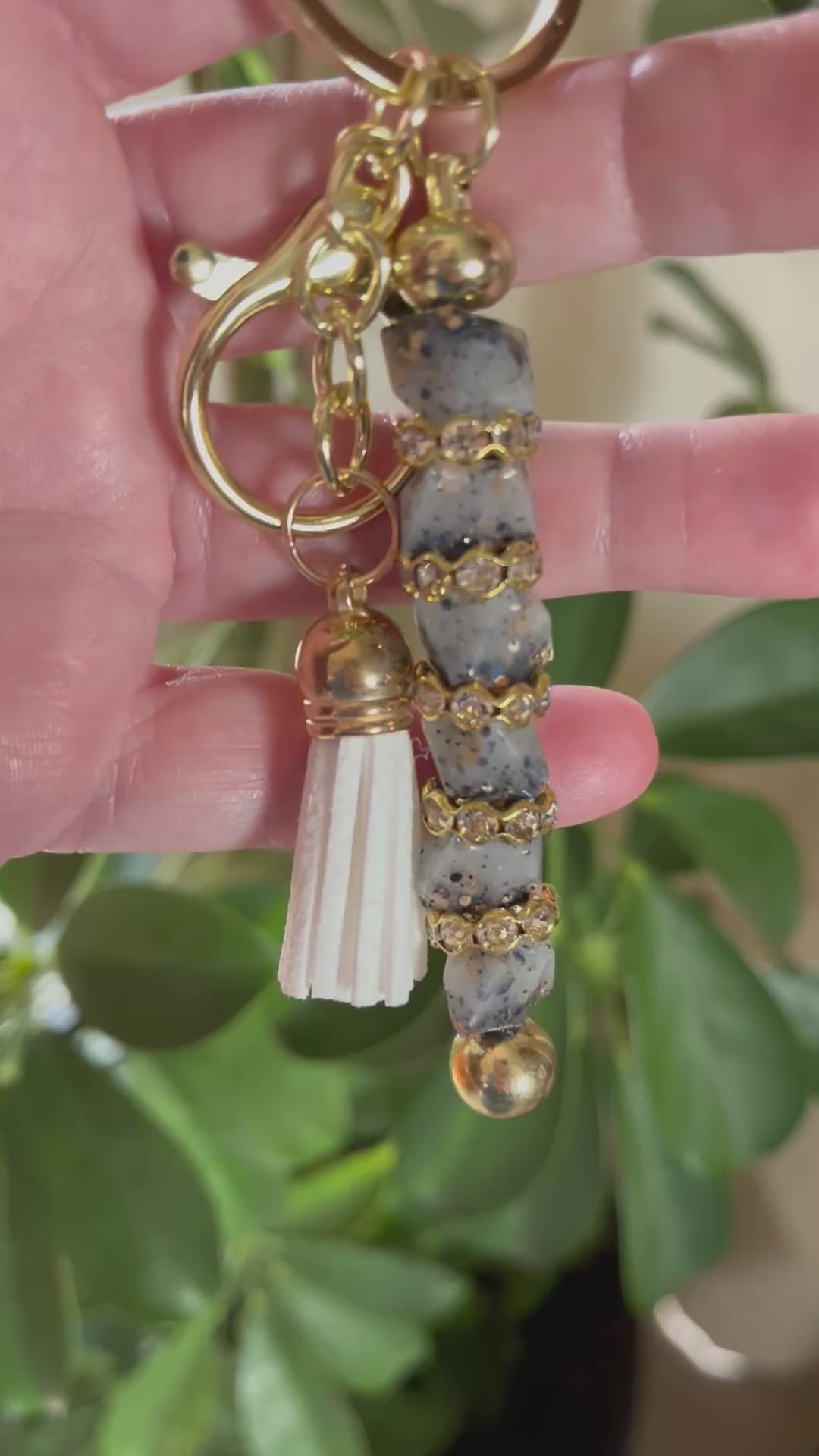Keychain- Gemstone Luxury Keychain -made in Canada navy & gold