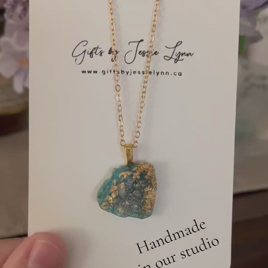 Druzy necklace pendant with chain made in Canada unique necklace gift Druzy necklace made in Windsor Ontario
