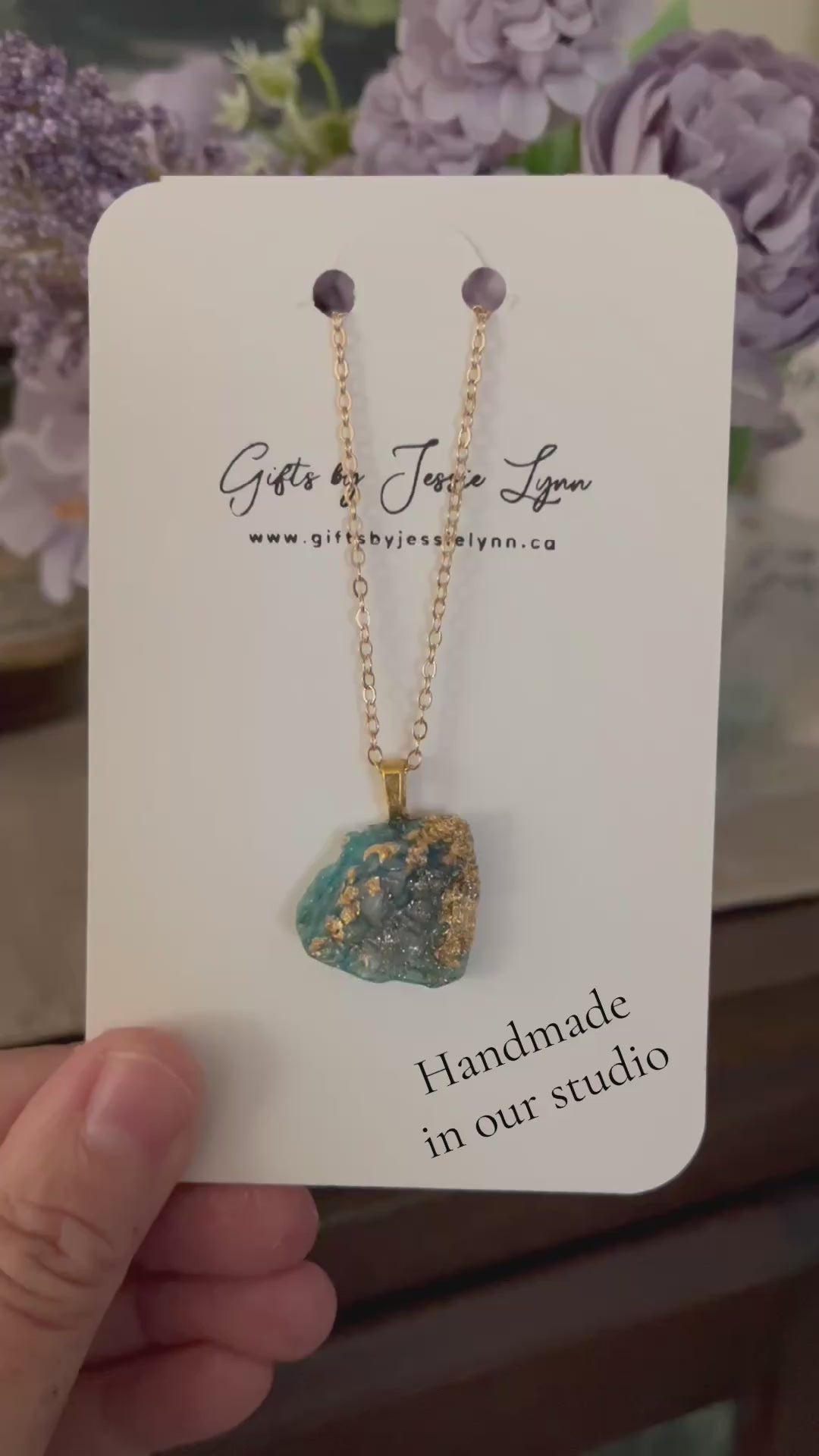 Druzy necklace pendant with chain made in Canada unique necklace gift Druzy necklace made in Windsor Ontario